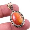 Natural Carnelian Gemstone 925 Solid Sterling Silver Two Tone Pendant 1.50" R3I95