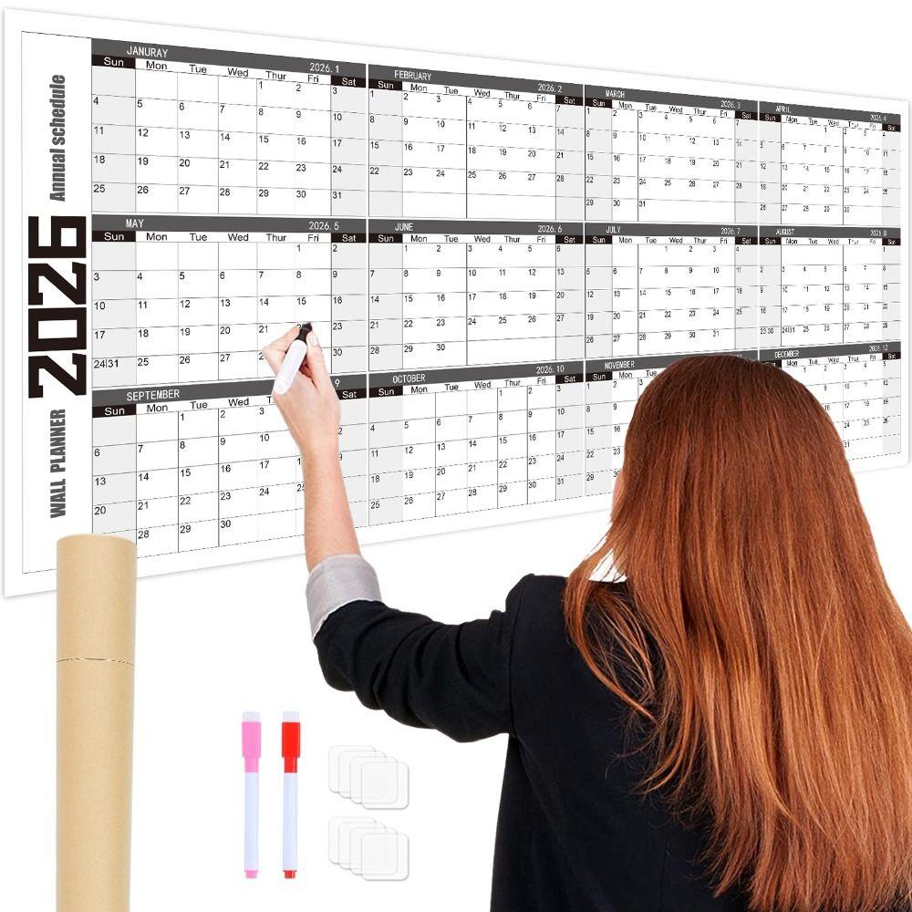 Colorful 2026 English Calendar 42x100cm Monthly Planner Calendar 12 Month Calendar  School