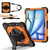 For iPad Air 13 (2025)/(2024) Case Silicone + PC Kickstand Tablet Cover with Handy Strap, Shoulder Strap