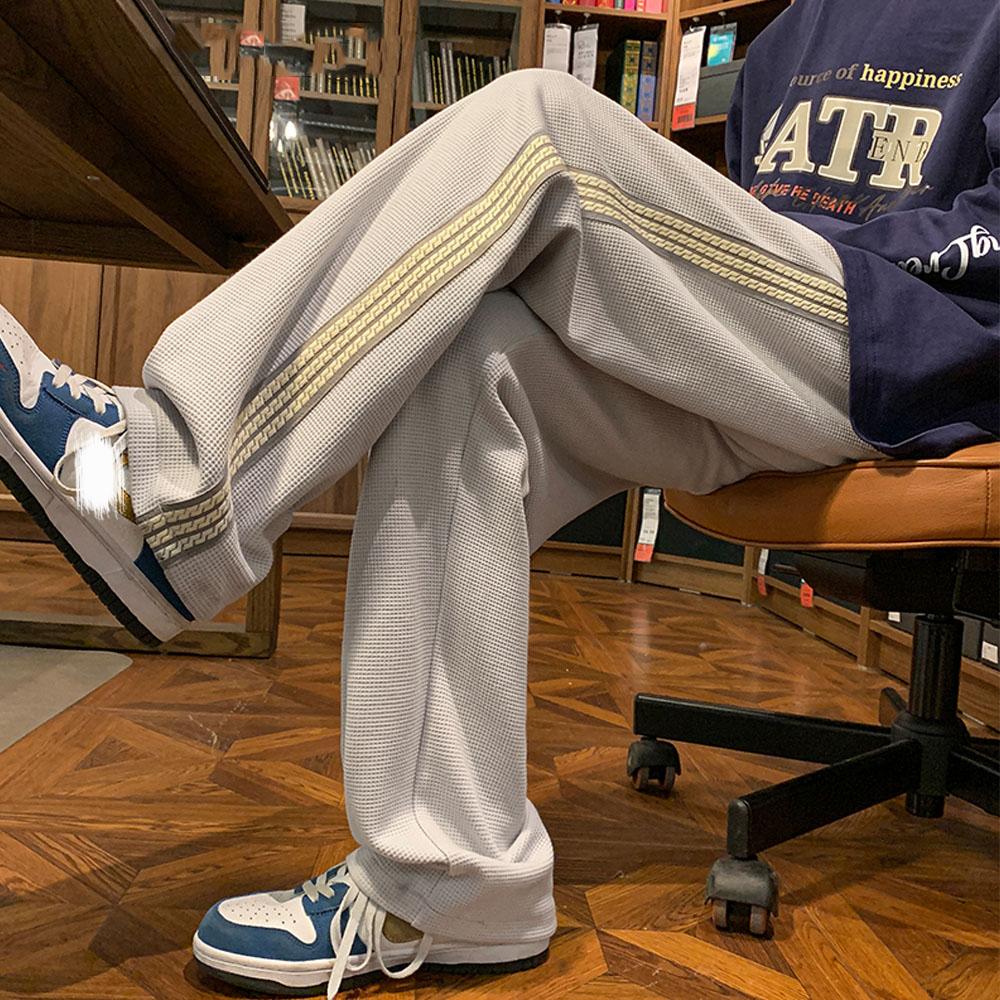 Мужские повседневные брюки, клетчатая полосатая вязаная верхняя одежда, уличная одежда в стиле Харадзюку, спортивные штаны, брюки, корейская зимняя одежда, стиль 2023