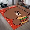 Brown Cute Square Area Rug, Non-Slip Floor Mat for Living Room, Perfect Gift for Fans
