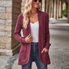 Women Ladies Solid Color Long Sleeve Length Cardigan Sweater Coat Top