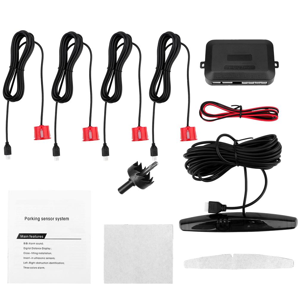 Universal Reverse Backup Radar Monitor System With 4 Sensors Parktronic Car LED Parking Sensor Auto Car Detector