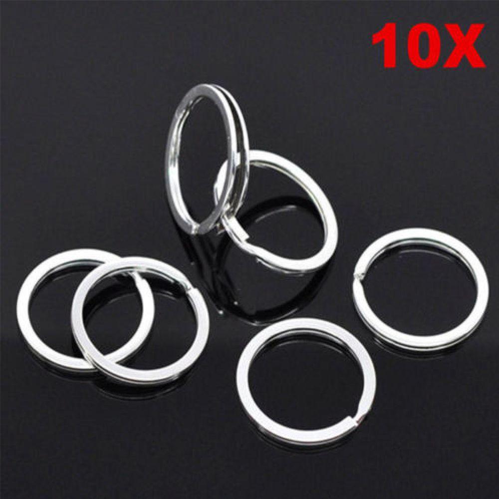 10Pcs/Pack 25/28/30/32mm Connectors Clasps Keychain Split Key Ring Chain Loop Stainless Steel