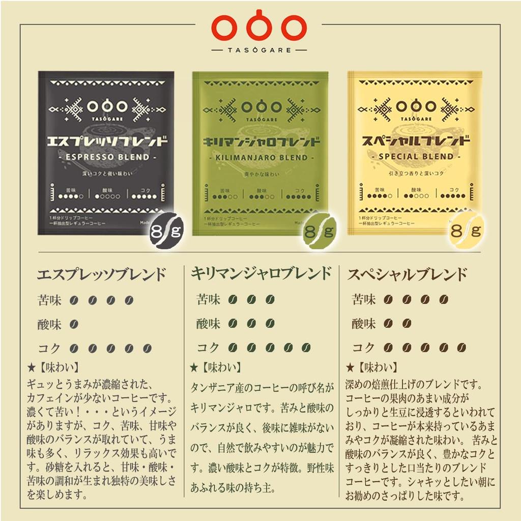 Tasogare de cafe Drip Coffee Lucky Bag: A large-capacity assortment bag featuring 4 different types of drip coffee (enough for 100 cups).