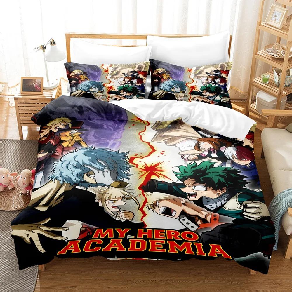 Новый комплект постельного белья My Hero Academia, мягкое постельное белье с японским аниме, односпальное, двуспальное, двуспальное, двуспальное, полноразмерное, пододеяльник, постельное белье для мальчиков-подростков
