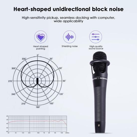 E300 Handheld Wired Condenser Microphone for Audio Broadcast Sound Recording