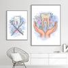Абстрактные акварельные цветы, анатомия зубов, плакаты и принты, настенные художественные картины для стоматолога, картины на холсте для украшения дома в клинике