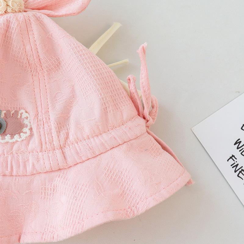 Милая детская шляпа-ведро с бантиками, летняя хлопковая шляпа-рыбак для малышей и малышей, однотонная, регулируемая на шнурке, шапочка для купания для девочек