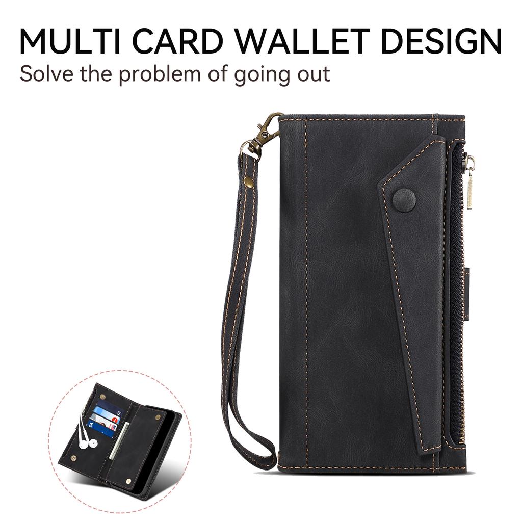 ESEBLE Star Series For Motorola Moto G56 5G Case Zipper Wallet Leather Stand Phone Cover with Wrist Strap