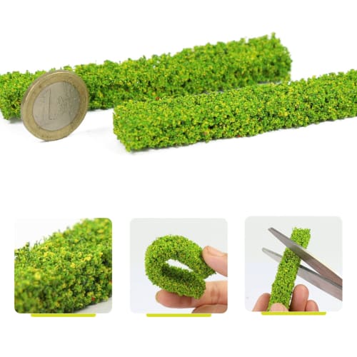 8 Miniature Shrub Strips, Static Shrub Plants Model + 1 Road Tape (5*60cm), Static Landscape Model, Artificial Plants, Building Model, Miniature Garde