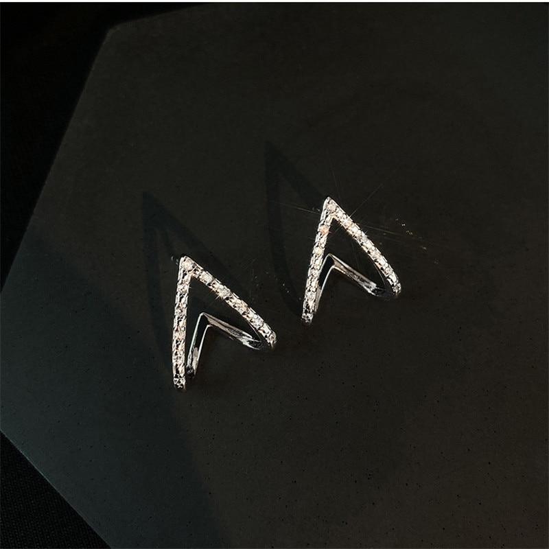 Fashion Crystal Geometric Piercing Stud Earring For Women Girls Party Jewelry Pendientes Accessories Oorbellen Eh807