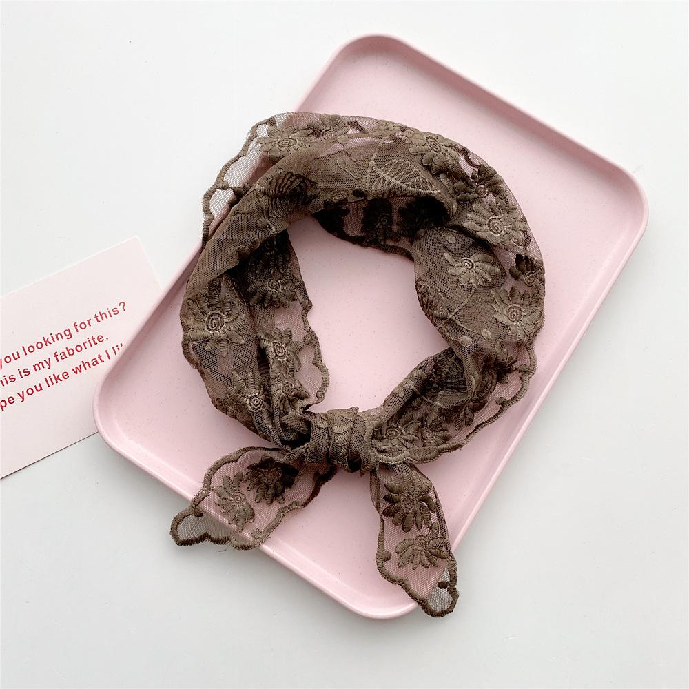 Хлопковый льняной кружевной треугольный шарф для женщин на весну, осень и лето, маленький цветочный маленький шарф, украшение на голову, тонкий стильный шелковый шарф