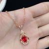BELLA BOX Fashion Internet Celebrity Live Streaming New Product Simulation Red Tourmaline Oval Garnet Light Luxury Simple Pendant Necklace For Women