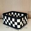 Versatile Black & White Plaid Storage Basket - Perfect for Cosmetics, Snacks, Toys, and Bedroom Essentials, Shelf Baskets