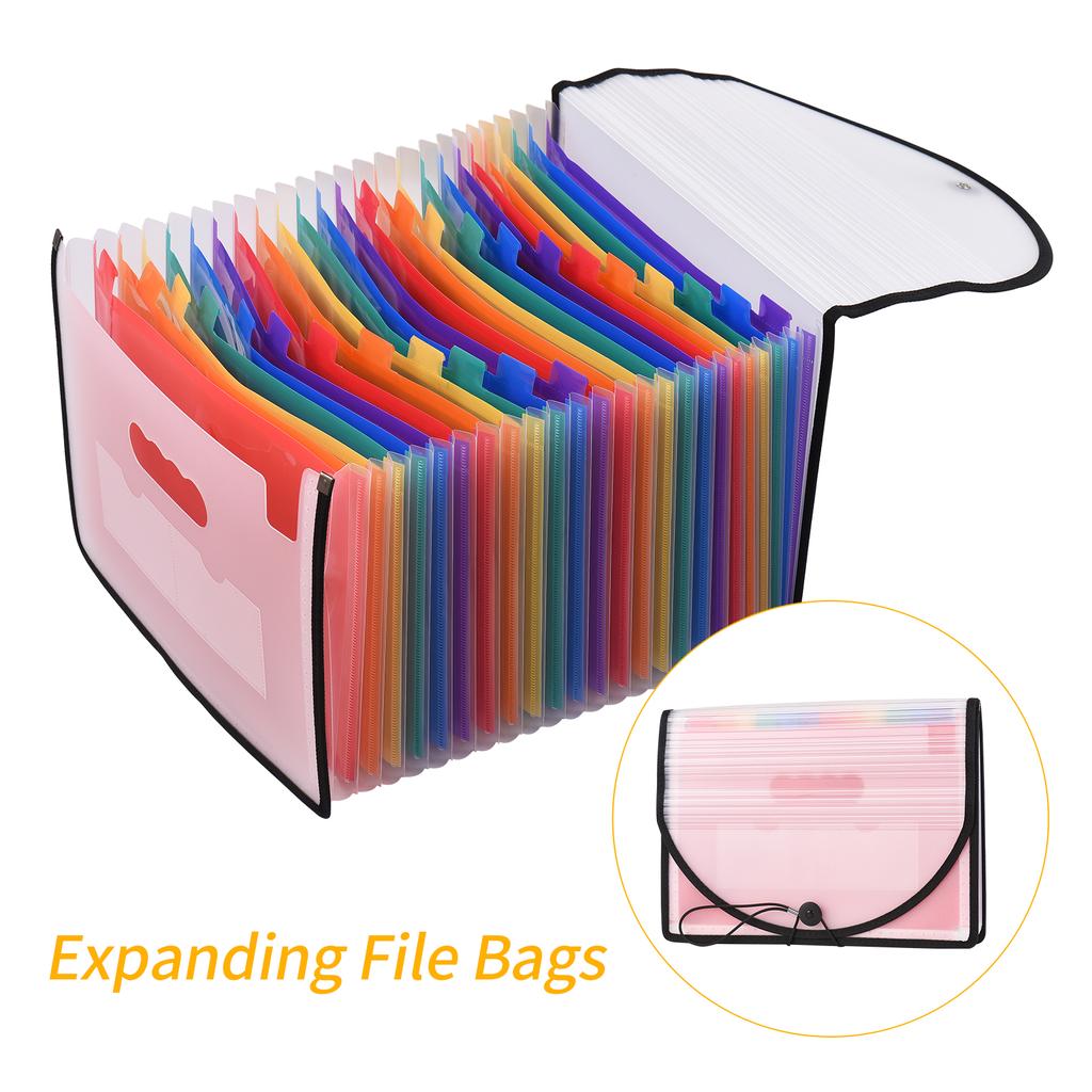 Accordian File Folder Organizer 24 Pockets Expanding File Bags with Cover A4 Letter Size Document