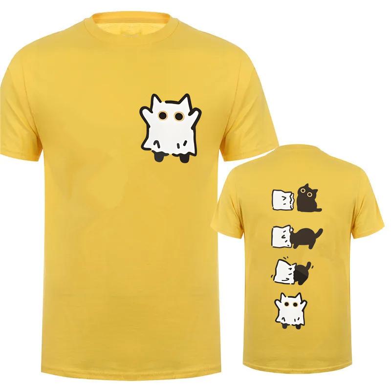 Летние футболки Streetwear Boo Черный Кот Графика Печатные футболки для Женщин Мужчин Одежда Хэллоуин Жуткий Сезон Топы Футболка Унисекс