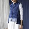Johnature Женские винтажные жаккардовые темно-синие пуговицы в китайском стиле, осенние жилеты
