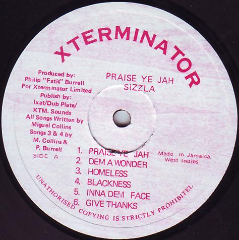 LP Record SIZZLA Praise Ye Jah NONE XTerminator 1997 Jamaica Reggae Ska Dub Used