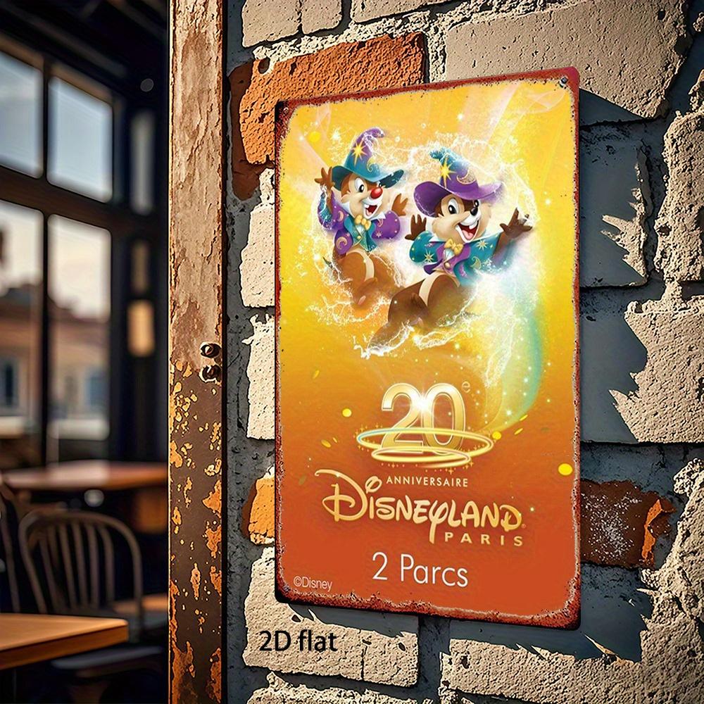 1 шт. Официальная металлическая табличка Disney к 20-летию - Винтажный коллекционный настенный декор Диснейленд Париж с волшебными персонажами, Тяжелая