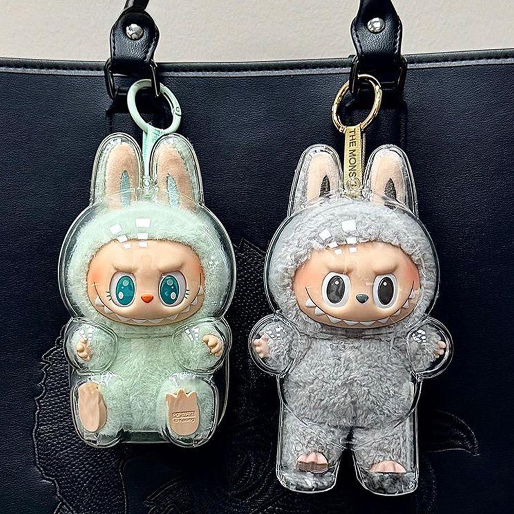 Для labubu прозрачный чехол ГОРЯЧИЙ LABUBU прозрачный защитный чехол защитная крышка пылезащитный чехол ящик для хранения холщовая ткань LABUBU