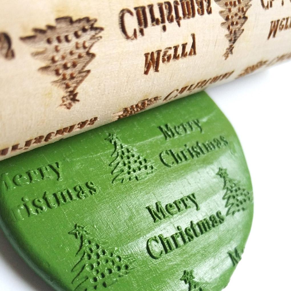 Деревянная скалка Тиснение Выпечка Печенье Лапша Бисквит Помадка Рождество