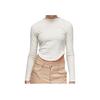 Solid Color Crew Neck Basketball Sports Pullover Long Sleeve T-Shirt Women Tops Off-White FN5400-133