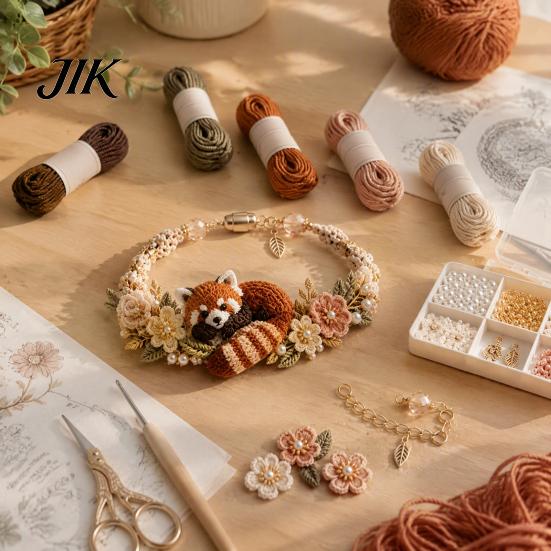 Weaving Bracelet Kit DIY Woven Animal Kit, Handmade Fox Cat Deer Bird Craft Set Crafts, Floral Crochet for Beginners Adults