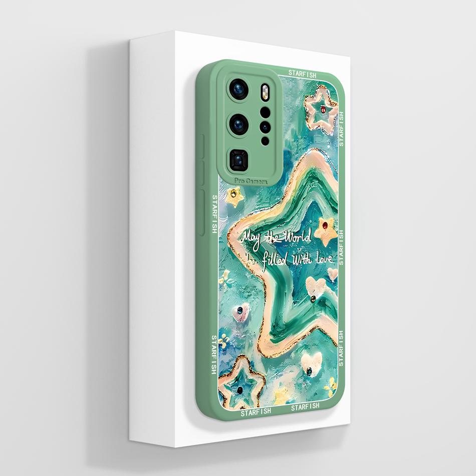 For Huawei P40 Pro P40 Lite E Case Fashion Star Soft Liquid Silicone Full Coverage Shell For For Huawei P 40Lite E P40Pro Bumper