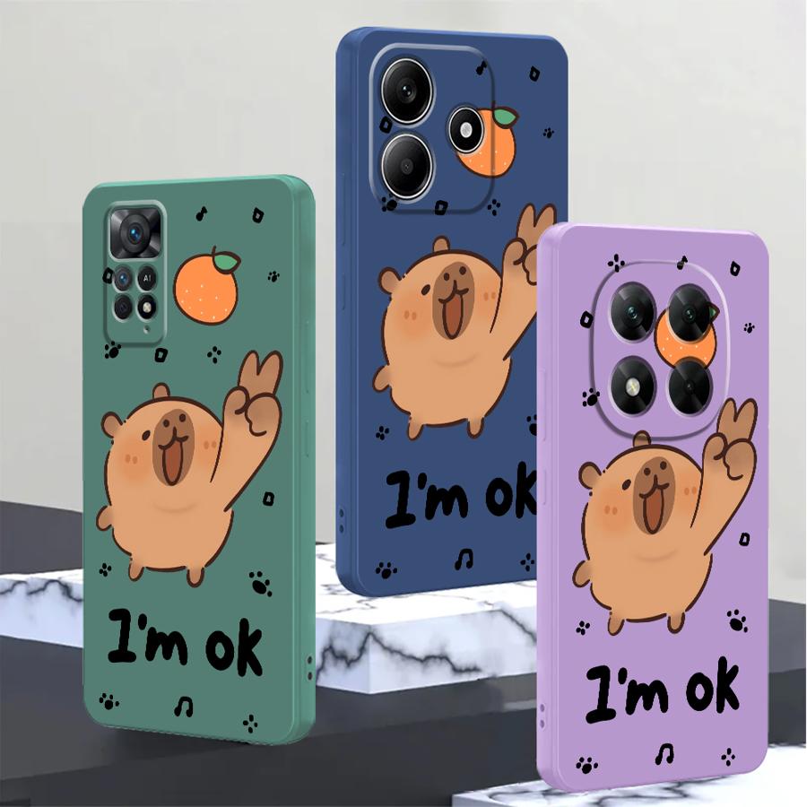I'm Ok Capybara Phone Cover Case for Xiaomi Redmi Note 15 Pro Plus 9 14 Note 14 13 12 8 10 Lite 11S 9S 12S 11