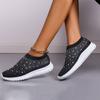 Fashion Rimocy VIP Crystal Breathable Mesh Sneakers Shoes for Women Comfortable Soft Bottom Flats Plus Size Non Slip Casual Shoes Woman