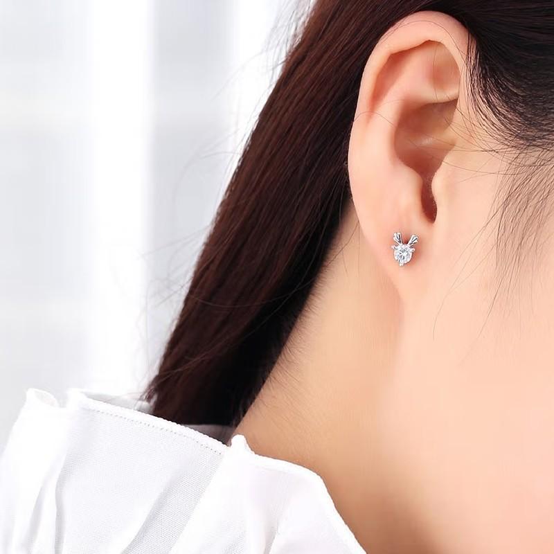 S925 Sterling Silver Antler-Shaped Earrings Fresh Sweet Japanese and Korean Temperamental Small Antlers Earrings Ear Studs