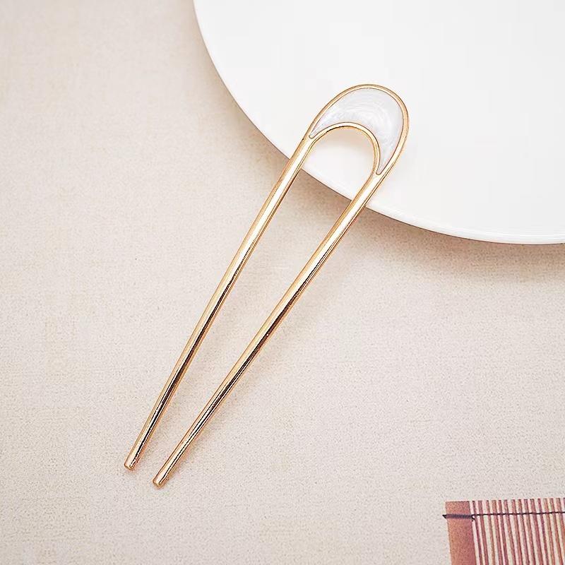 Металлические U-образные шпильки для волос, простые палочки для волос для женщин и девочек, серебряные, золотые, с эмалью, заколки для волос из сплава, головные уборы, аксессуары для волос