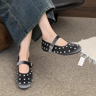 Туфли женские с круглым носком и неглубоким горлом, весенние, корейские, французские, темпераментные, балетки, вечерние туфли, туфли Мэри Джейн на плоской подошве