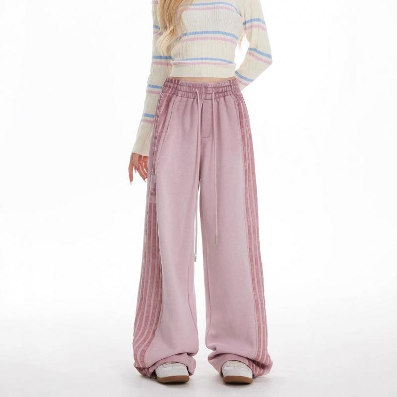 New street dance striped sports pants for women 2026, jazz dance long pants, wide-leg straight pants