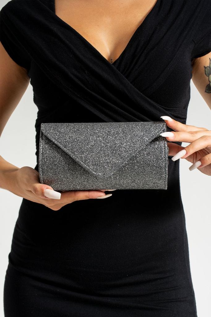 Women's Stylish and Useful Evening Dress Bag Women's Silvery Black Mini Portfolio Evening Dress Bag