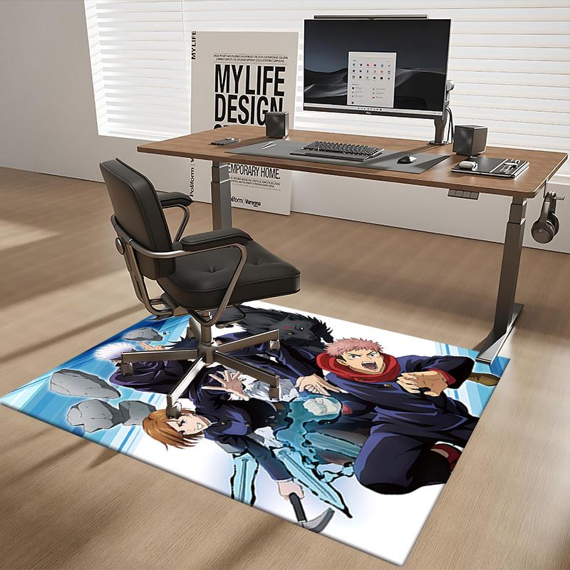 1pc Anime Cartoon Design Jujutsu Kaisen Characters Office Chair Mat Non-Slip Carpet Suitable for Home Decor Living Room Bedroom Game Room Festival Gif