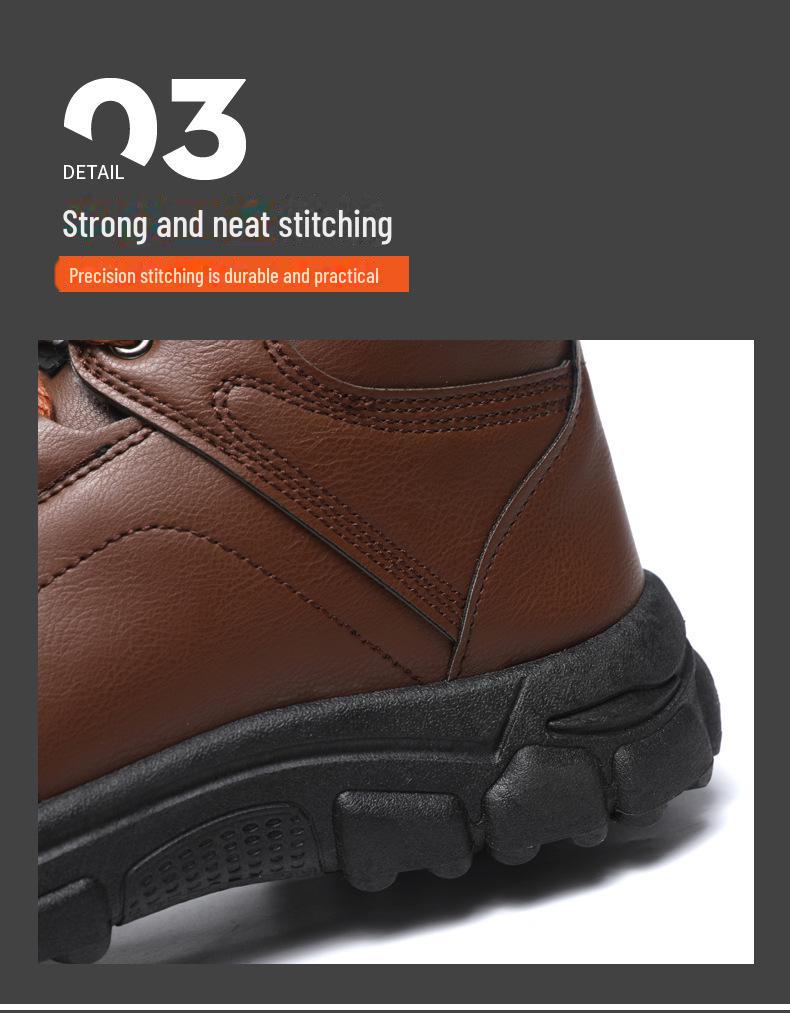 Men's Snow Boots: Autumn/Winter Cotton, Outdoor Sports, Velvet-Lined, Thick Casual Mid-Cut Leather Shoes