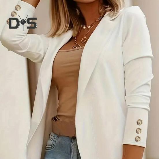 Women Suit Coat Lapel Long Sleeve Open Front Solid Color Dress Coat Business Work Casual Jacket Office Clothes Outwear