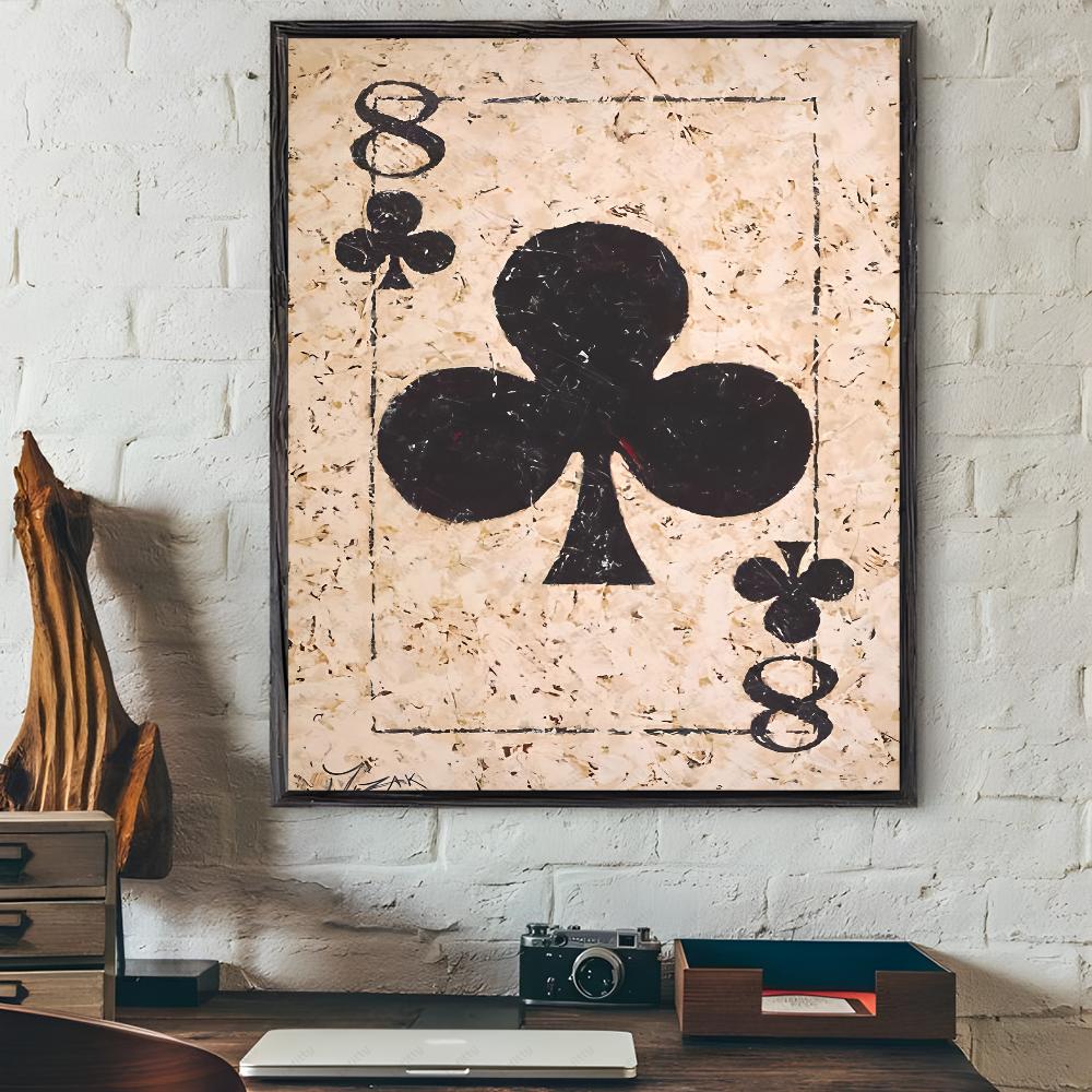 Крутая Мода Игральных Карт Роскошный Постер Липкое Настенное Искусство Печать Водонепроницаемый Дом Гостиная Спальня Бар Эстетический Декор