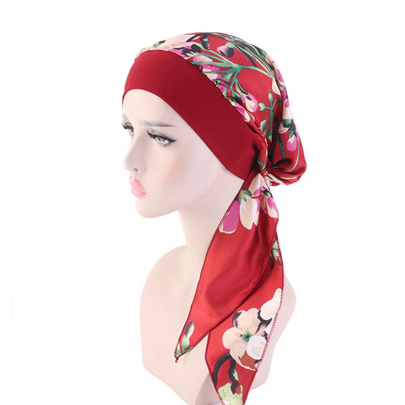 Women Cancer Head Scarf Chemo Hair Loss Hat Turban Pre-Tied Headwear Bandana