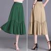 Юбка миди женская Yousheng эластичная с высокой талией А-силуэта длинная юбка с карманами однотонная тонкая юбка утягивающая юбка