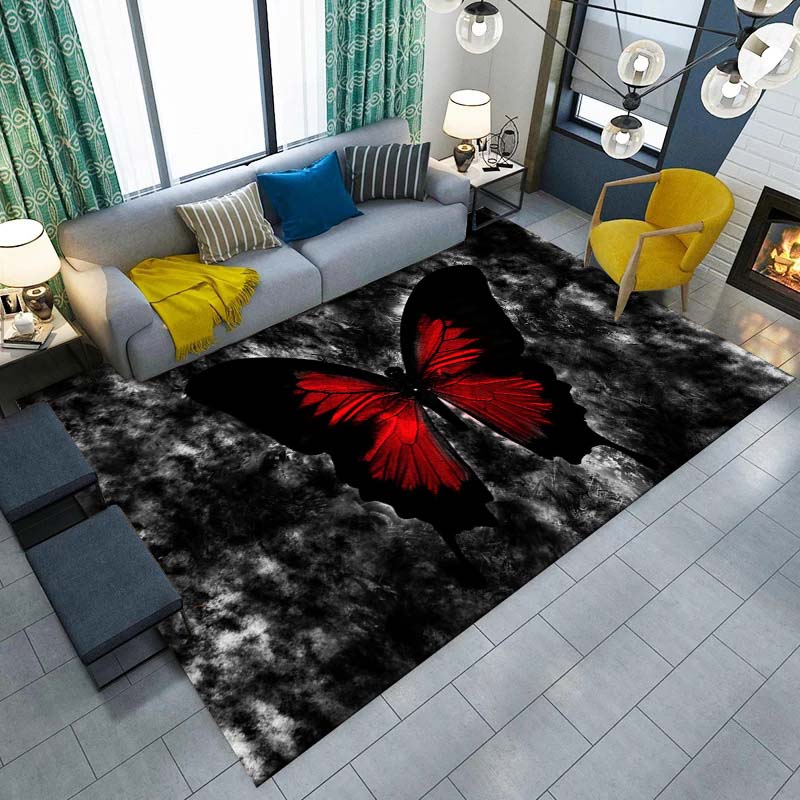 Gorgeous Butterfly Design ECO Friendly Material Carpet for Living Room Bedroom Bedside Rug Floor Mat Hallway Non-Slip Rug