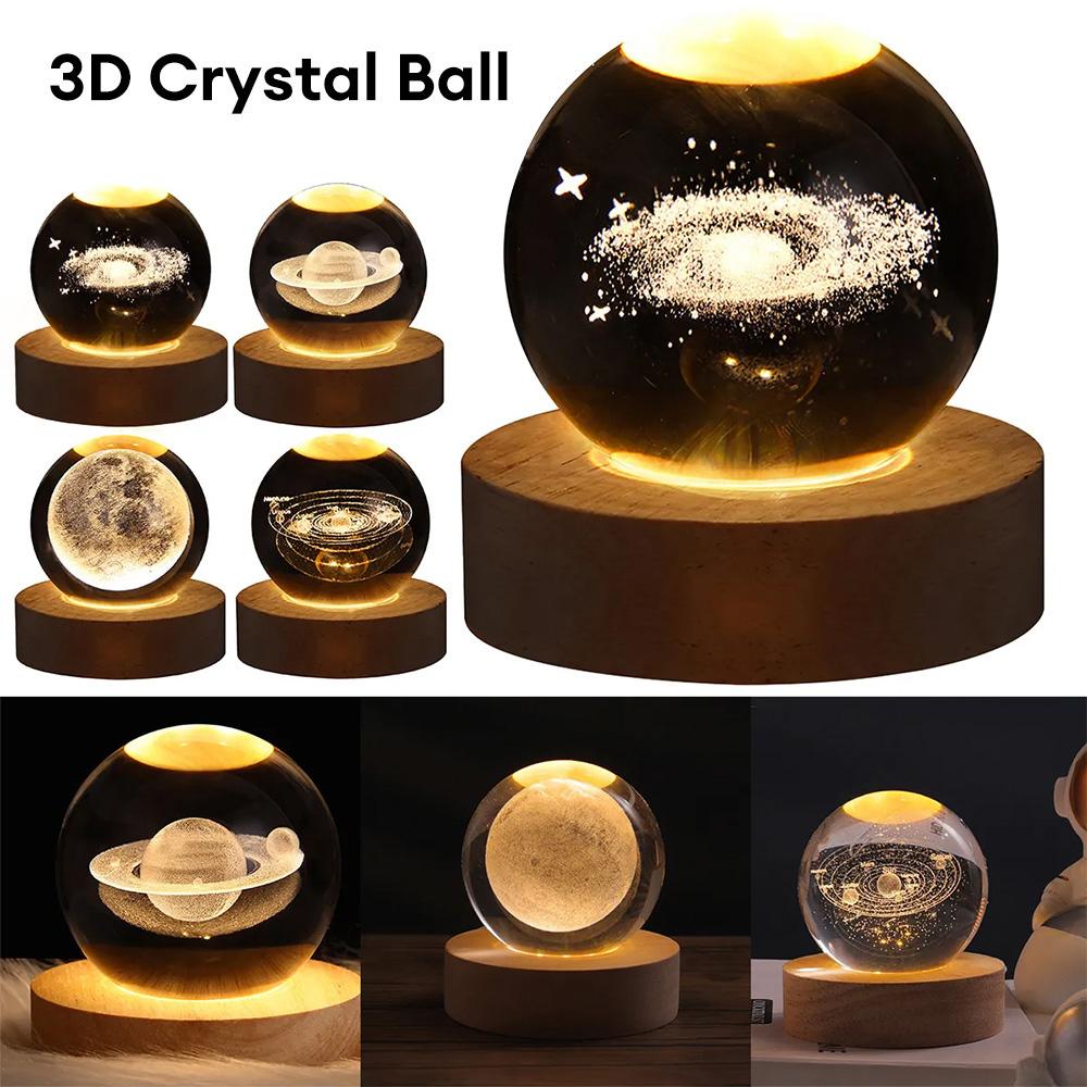 3D USB Galaxy Crystal Ball Night Light Kids Красочный светодиодный атмосферный светильник Базовый цветной светильник с изменяющимся светом Подарок на день рождения для подростков