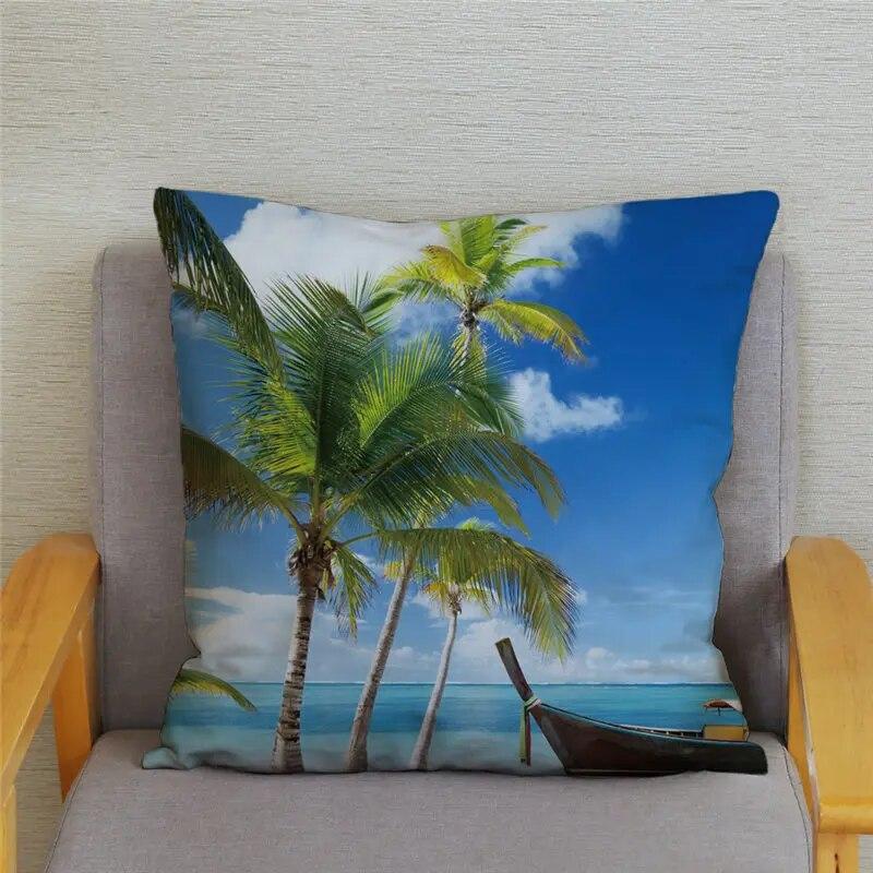Декор для спальни, гостиной, пляжный пейзаж, кокосовая пальма, чехол для дивана, домашний декор, наволочка с принтом морской звезды и ракушки