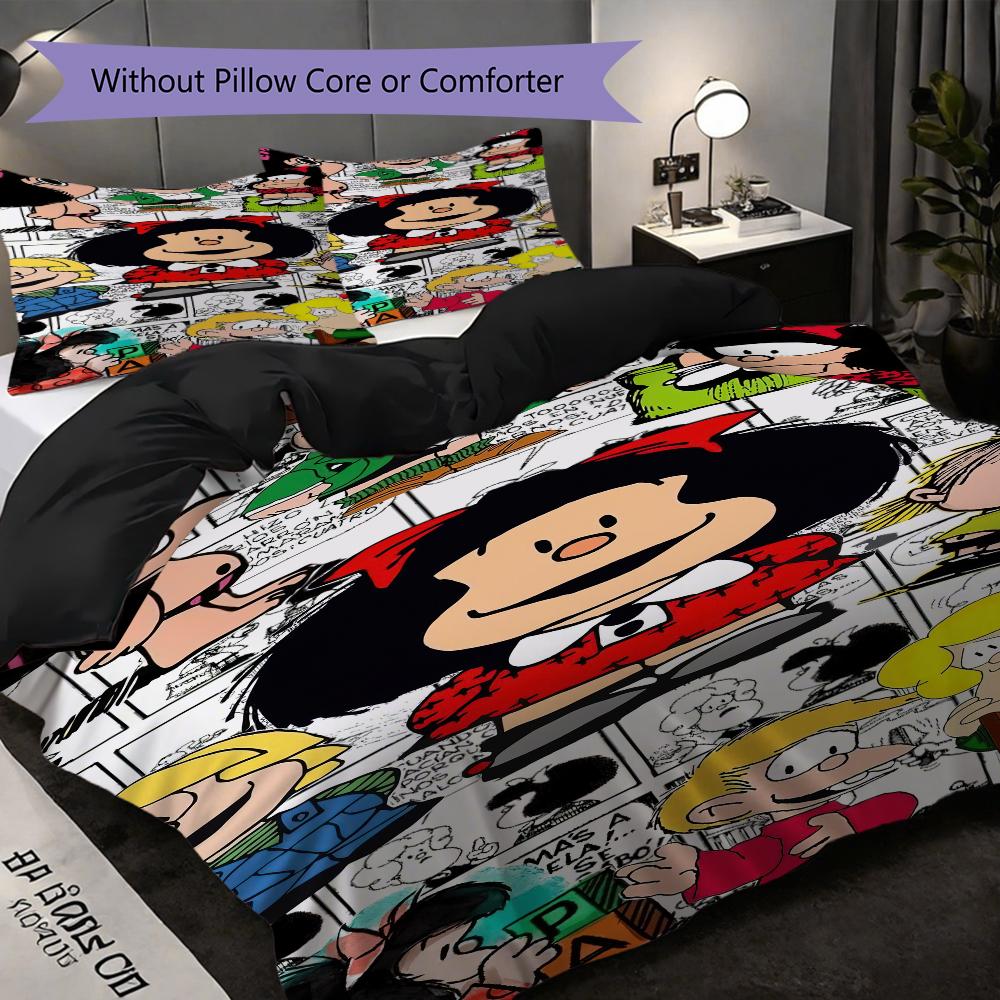 1PC Mafalda pattern Bedding Quilt Set Quilt Cover Pillowcase Home Decoration Birthday Gift (1 * duvet cover + 2 * pillowcase, without core)