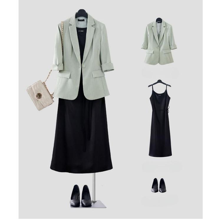 Высококачественный укороченный пиджак в западном стиле в корейском стиле для женщин, повседневный пиджак с рукавами-семью точками и элегантным темпераментом на весну и осень