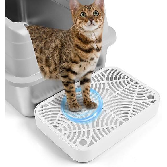 Cat Litter Box Ramp, Litter Box Step Mat with Filter Function Cat Stair for Litter Box, Easy to Clean, 11.8''x 8.2''x 2'' Cats Pedal Step Stool Ideal