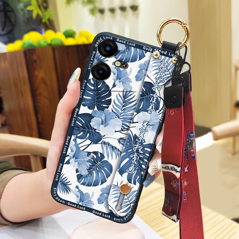 Противоударный чехол-подставка для телефона Tecno Pova Neo3/LH6N, модный, противоударный, с ремешком, задняя крышка, мягкий чехол, китайский стиль