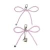 Sweet Pearls Bowknot Keychain Charm Pendant Handmade Heart Keyring for Women Fashionable Backpack Jewelry Ornament